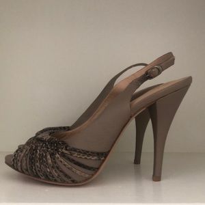 Joan and David NW Snakeskin/Leather sling backs